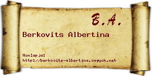 Berkovits Albertina névjegykártya